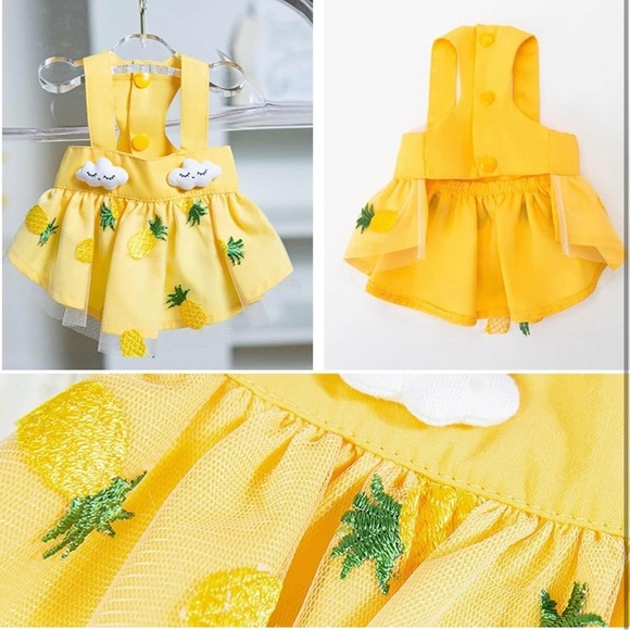 Dog Dresses Yellow Pineapple Small Puppy Dress Spring Summer Girls - Picture 3 of 8